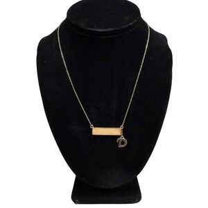 Stephanie and Co Gold Tone Bar Druzy Initial D Pendant Necklace Jewelry 8 in L